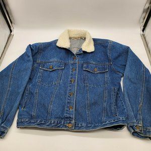Vintage Sheplers Shearling Sherpa Denim Jean Jacket Coat Trucker Original Size M